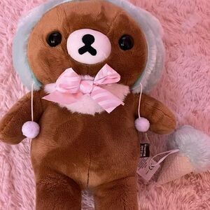 Adorable Brown and Mint Stuffed Bear